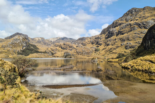 Berglandschaft mit See in der Gebirgslandschaft der Anden